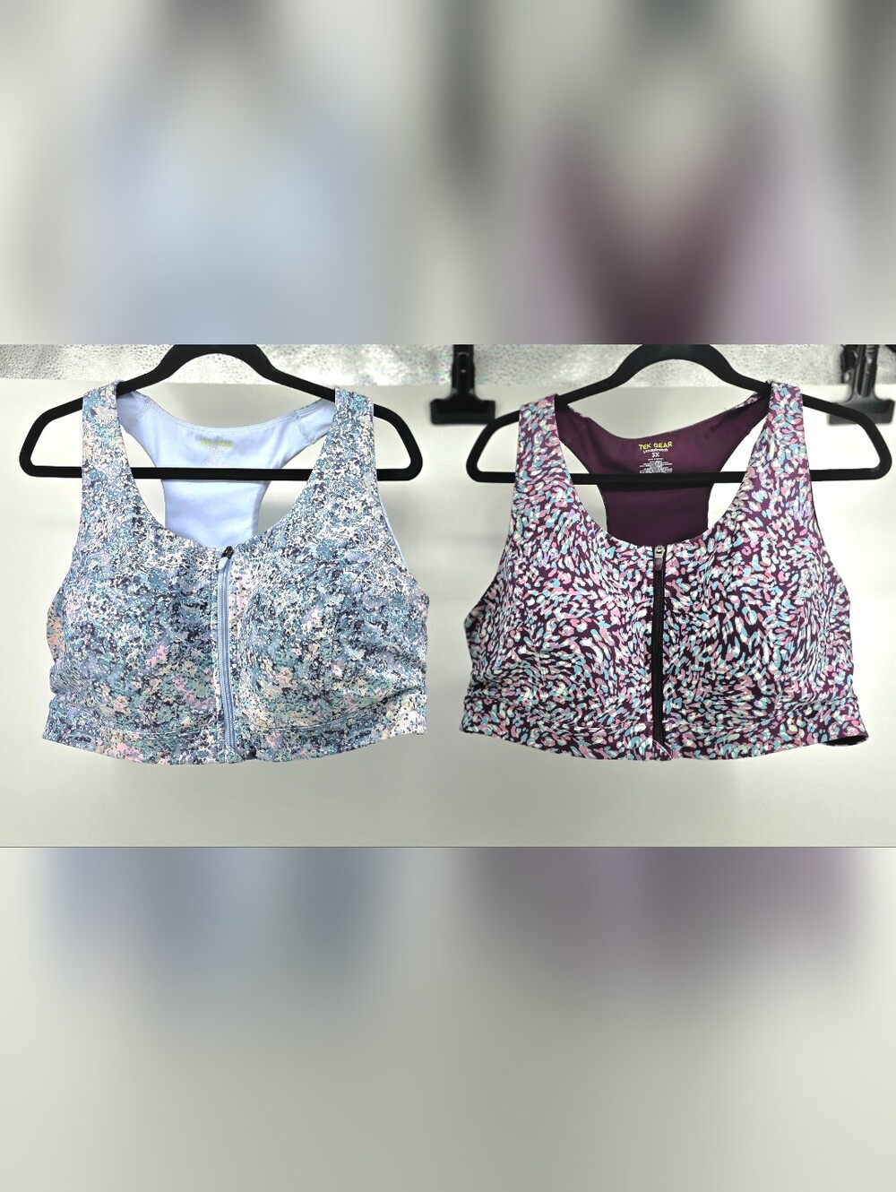 Tek Gear Ultrastretch Front Zip Racerback Sports Bra Bundle â Gym Plus Size 3X - Picture 3 of 17
